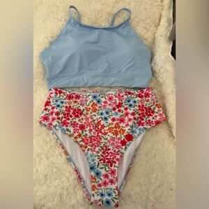 Floral High-Waisted Bikini Set